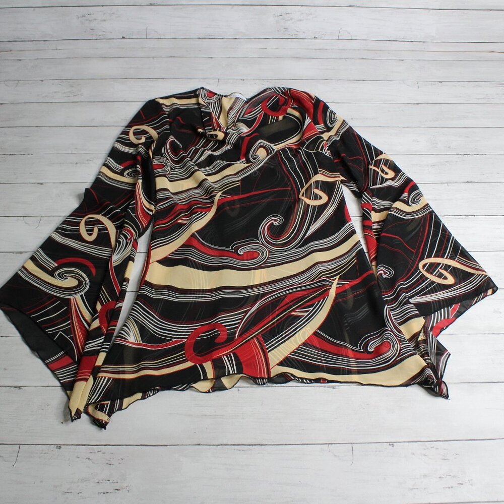 Insurance Vintage Sheer Women's Blouse Tunic Top Size M Y2K